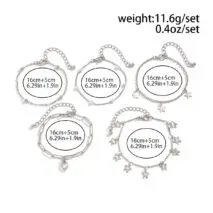 Delicate Layered Heart Butterfly Star Tassel Pearl Cable Chain Bracelet Set - ArtGalleryZen