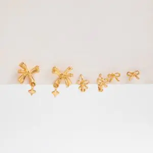 Elegant 3 Pairs Bowknot Huggie Hoop Earrings Set - ArtGalleryZen
