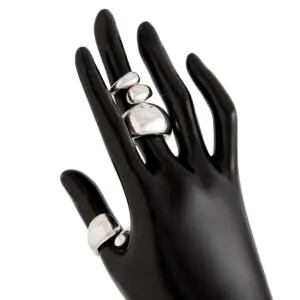 Elegant 3pcs Gold Silver Tone Glossy Waterdrop Ring Set - ArtGalleryZen