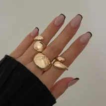 Elegant 3pcs Gold Silver Tone Glossy Waterdrop Ring Set - ArtGalleryZen