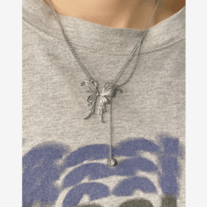 Elegant Butterfly Charm Rhinestone Chain Tassel Y Necklace - ArtGalleryZen