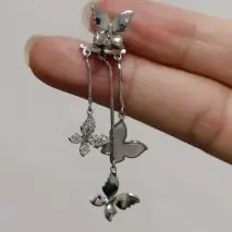 Elegant CZ Inlaid Enamel Butterfly Tassel Earrings - ArtGalleryZen