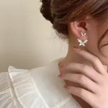 Elegant Enamel Duo Butterfly Earrings - ArtGalleryZen