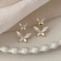 Elegant Enamel Duo Butterfly Earrings - ArtGalleryZen