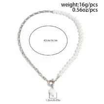 Elegant Heart Ceramics Pendant Pearl Chain Necklace - ArtGalleryZen