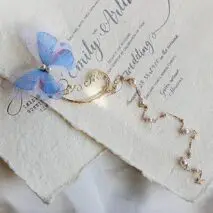 Elegant Layered Butterfly Pearl Long Chain Ribbon Elf Ear Cuff Wrap Earring - ArtGalleryZen