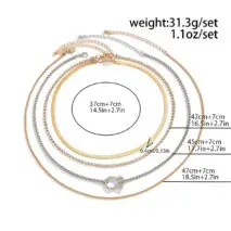 Elegant Layered Horseshoe Charm Snake Box Chain Necklace Set - ArtGalleryZen