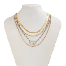 Elegant Layered Horseshoe Charm Snake Box Chain Necklace Set - ArtGalleryZen