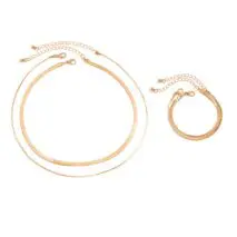 Elegant Layered Snake Chain Necklace Bracelet Set - ArtGalleryZen