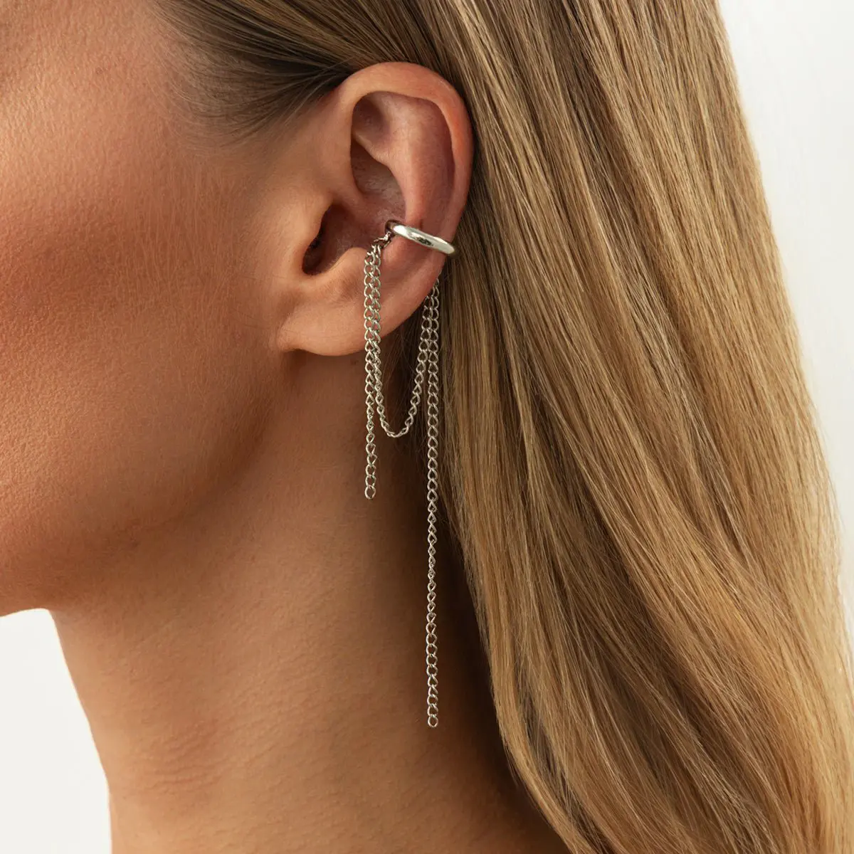 Elegant Long Chain Tassel Ear Cuff Earring - ArtGalleryZen