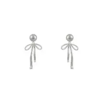 Elegant Pearl Bowknot Ribbon Dangle Removable Earrings - ArtGalleryZen