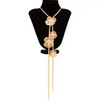 Elegant Pearl Flower Charm Snake Chain Y Necklace - ArtGalleryZen