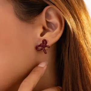 Elegant Red Enamel Bowknot Earrings - ArtGalleryZen