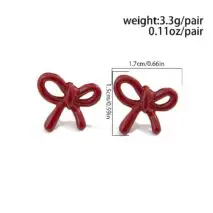 Elegant Red Enamel Bowknot Earrings - ArtGalleryZen