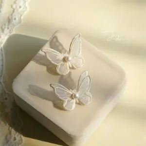 Embroidery Lace Butterfly Earrings - ArtGalleryZen