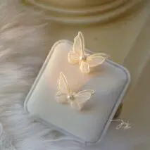 Embroidery Lace Butterfly Earrings - ArtGalleryZen