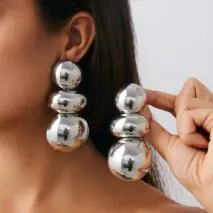 Exaggerated Circular Oval Splicing Stud Earrings - ArtGalleryZen