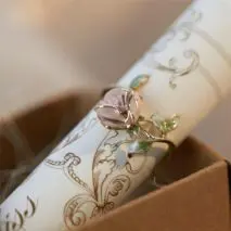Exquisite Enamel Pink Rose Open Ring - ArtGalleryZen