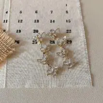 French Style CZ Inlaid Butterfly Tassel Earrings - ArtGalleryZen