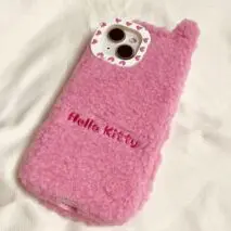 Furry Embroidery Hello Kitty Mirror Flip iPhone Case - ArtGalleryZen