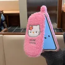 Furry Embroidery Hello Kitty Mirror Flip iPhone Case - ArtGalleryZen