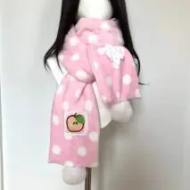 Furry Pink Polka Dots Apple Snowflake Winter Scarf - ArtGalleryZen