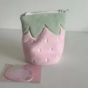 Furry Strawberry Pencil Case Storage Bag - ArtGalleryZen