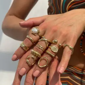 Geometric 12pcs Gold Silver Tone Hollow Twisted Open Ring Set - ArtGalleryZen