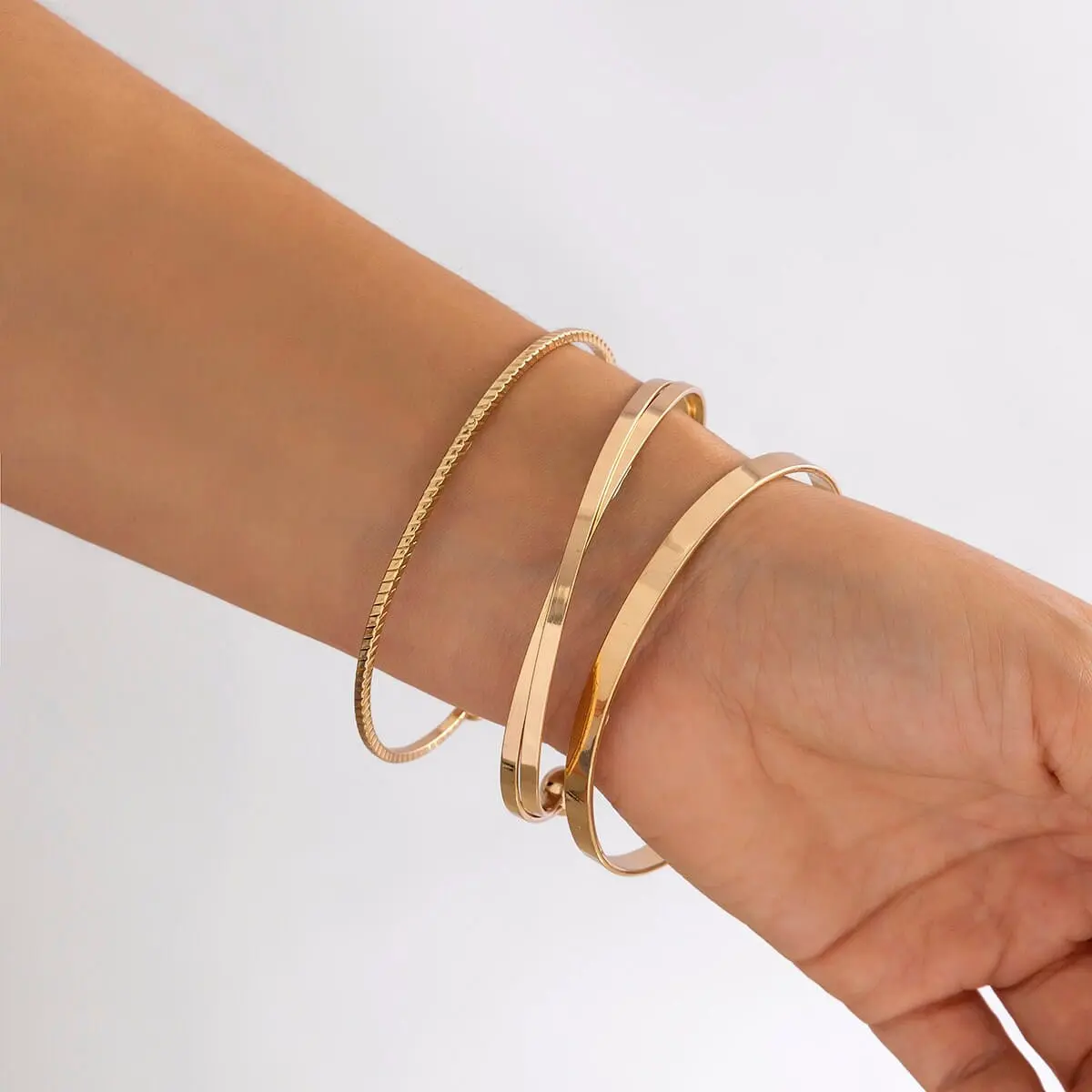 Geometric 3 Pieces Bangle Bracelet Set - ArtGalleryZen