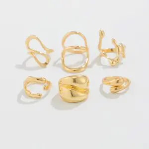 Geometric 6pcs Irregular Waterdrop Chunky Ring Set - ArtGalleryZen