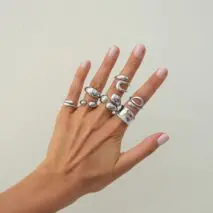 Geometric 7pcs Gold Silver Tone Chunky Hollow Waterdrop Ring Set - ArtGalleryZen