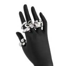 Geometric 7pcs Gold Silver Tone Chunky Hollow Waterdrop Ring Set - ArtGalleryZen