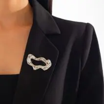 Geometric Abstract Flow Water Pin Brooch - ArtGalleryZen
