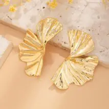 Geometric Abstract Lotus Leaf Earrings - ArtGalleryZen