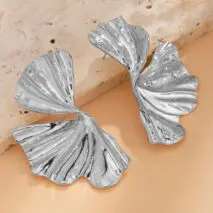 Geometric Abstract Lotus Leaf Earrings - ArtGalleryZen