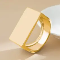 Geometric Chunky D Shaped Wide Cuff Bangle Bracelet - ArtGalleryZen
