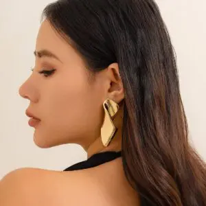 Geometric Chunky Irregular Twisted Dangle Earrings - ArtGalleryZen