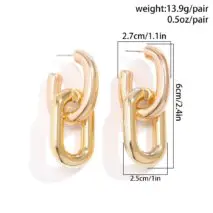 Geometric Double Oval Link Dangle Earrings - ArtGalleryZen