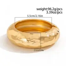 Geometric Gold Silver Plated Glossy Textured Bangle Bracelet - ArtGalleryZen
