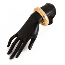 Geometric Gold Silver Plated Glossy Textured Bangle Bracelet - ArtGalleryZen