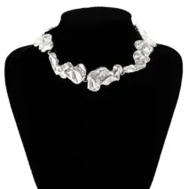 Geometric Gold Silver Plated Irregular Lava Choker Necklace - ArtGalleryZen