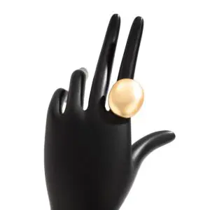 Geometric Gold Silver Plated Oval Disk Open Ring - ArtGalleryZen