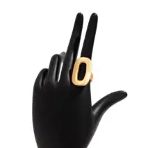 Geometric Gold Silver Plated Zero Shaped Open Ring - ArtGalleryZen