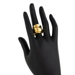 Geometric Gold Silver Tone Chunky Pleated Ring - ArtGalleryZen