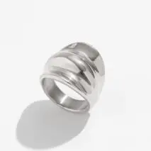 Geometric Gold Silver Tone Chunky Pleated Ring - ArtGalleryZen