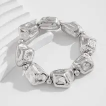 Geometric Gold Silver Tone Irregular Beaded Bracelet - ArtGalleryZen