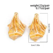 Geometric Gold Silver Tone Irregular Pleated Stud Earrings - ArtGalleryZen