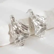 Geometric Gold Silver Tone Irregular Pleated Stud Earrings - ArtGalleryZen