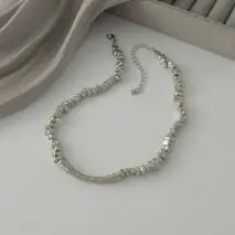 Geometric Irregular Beaded Chain Choker Necklace Bracelet - ArtGalleryZen