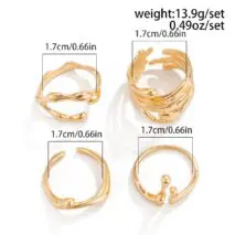 Geometric Irregular Flow Lava Open Ring Set - ArtGalleryZen